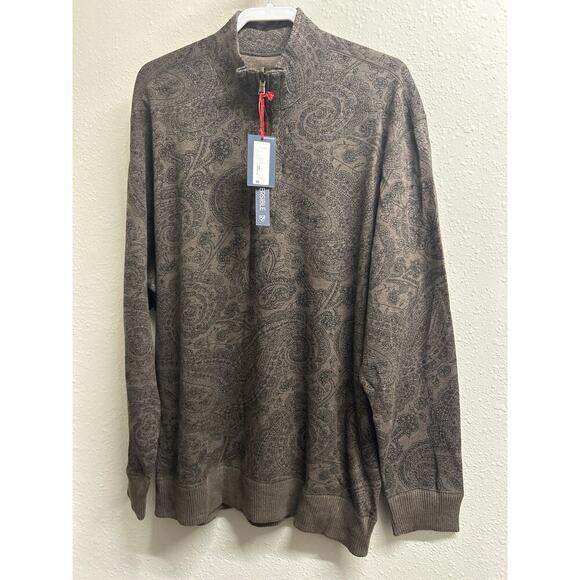 NWT Reversible Men’s Cremieux Quarter Zip Sweater Brown Black Design size XXXL - Picture 1 of 11
